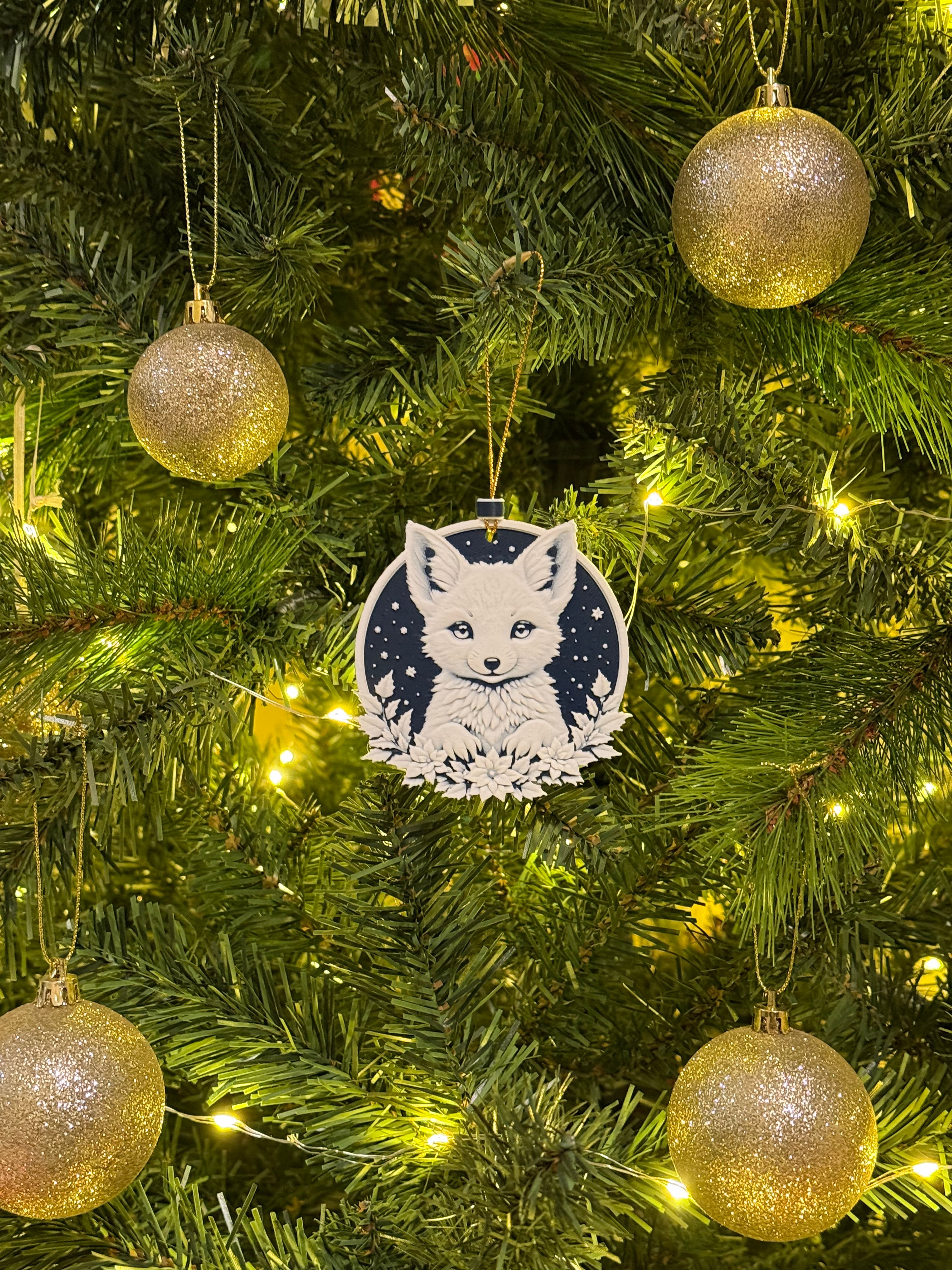 Arctic Fox Christmas Ornament