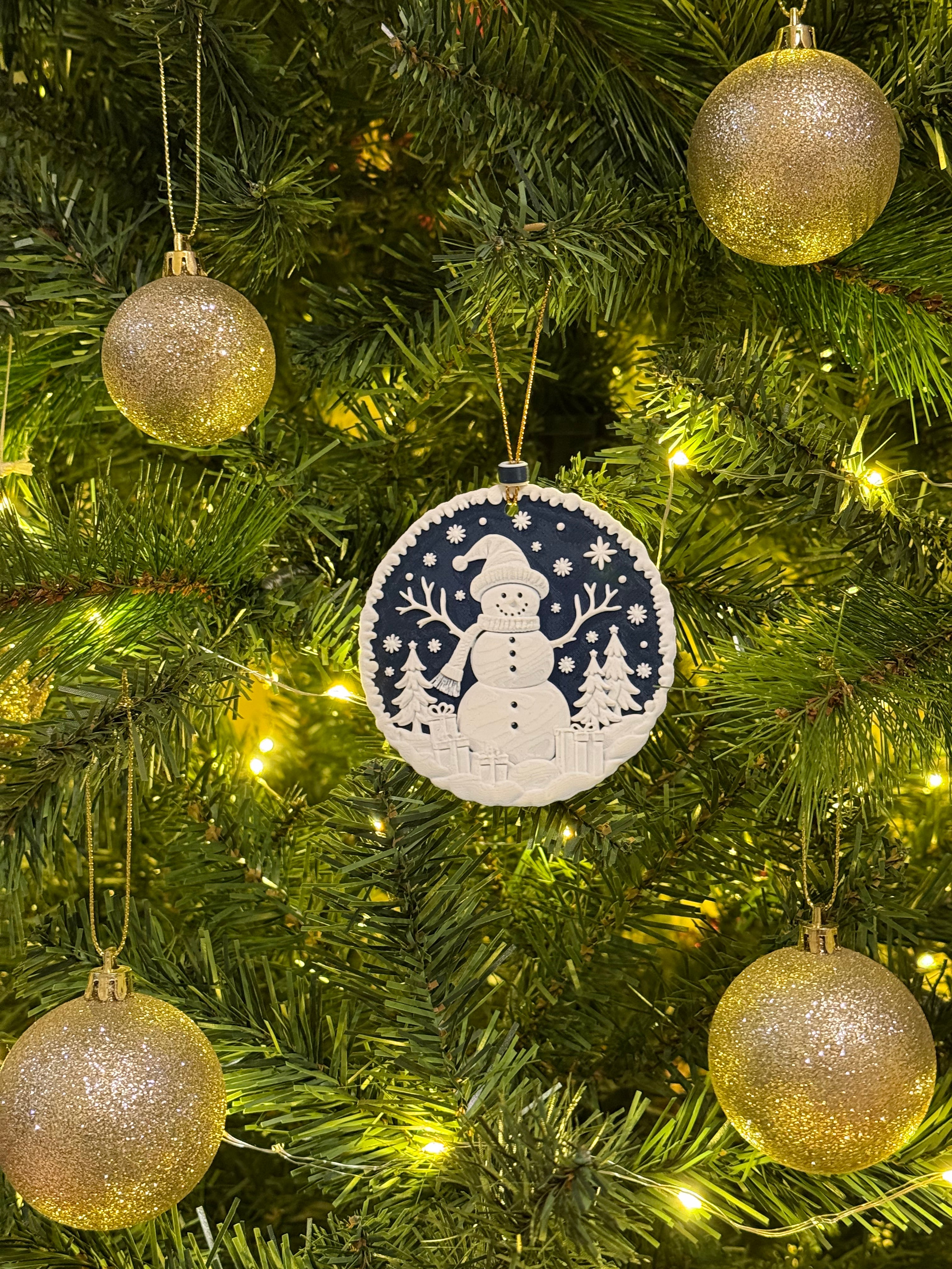 Jolly Snowman Winter Scene Ornament