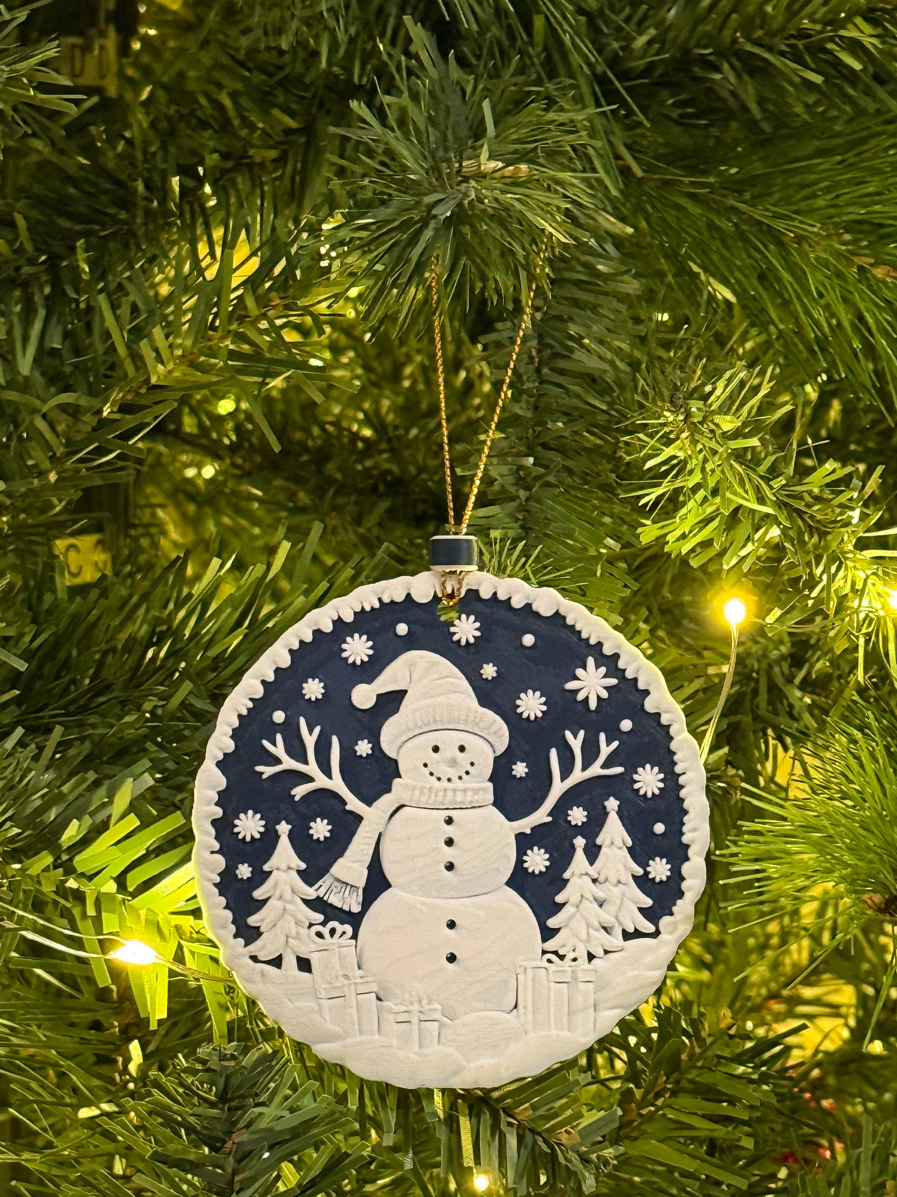 Jolly Snowman Winter Scene Ornament