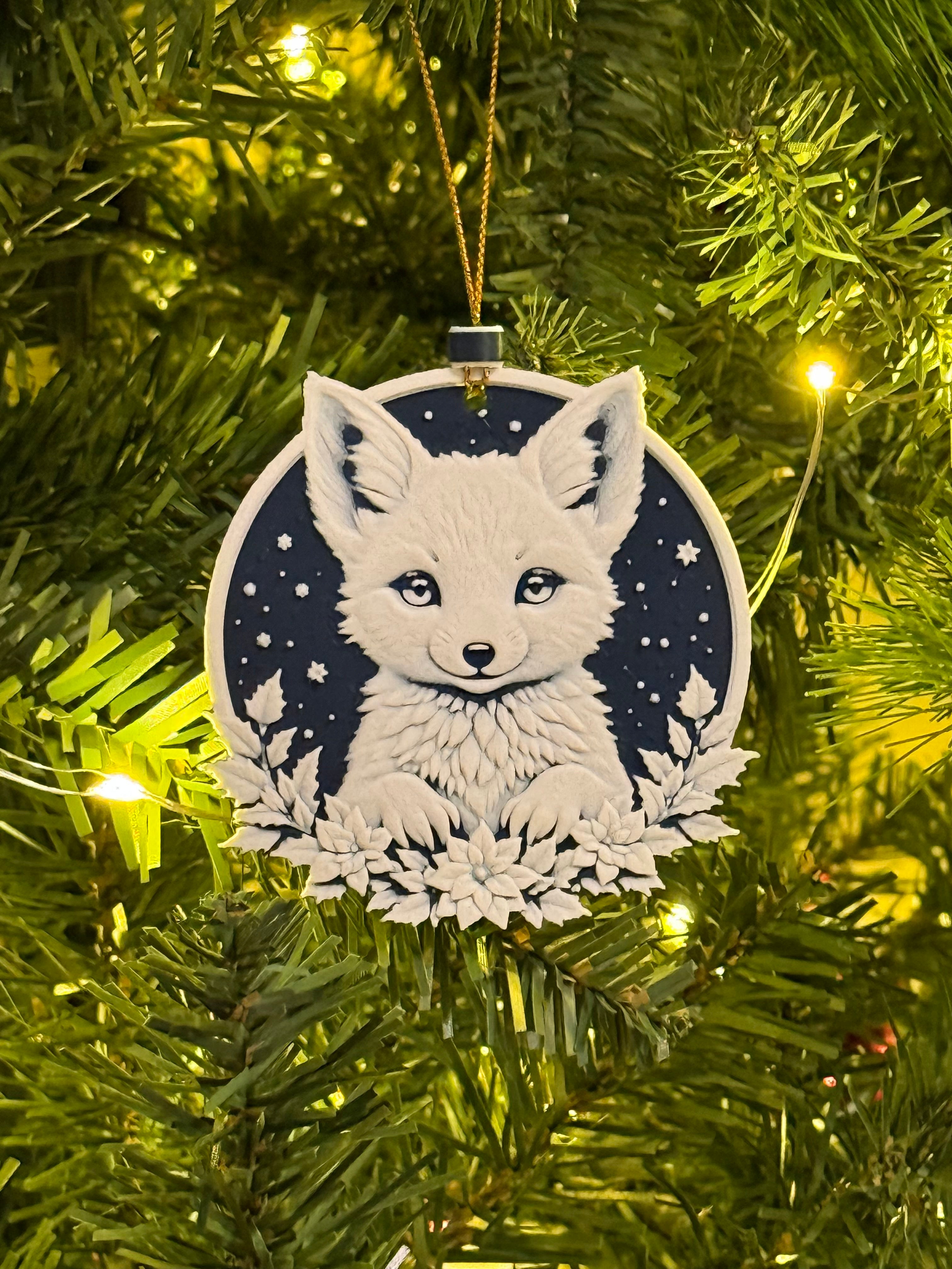Arctic Fox Christmas Ornament